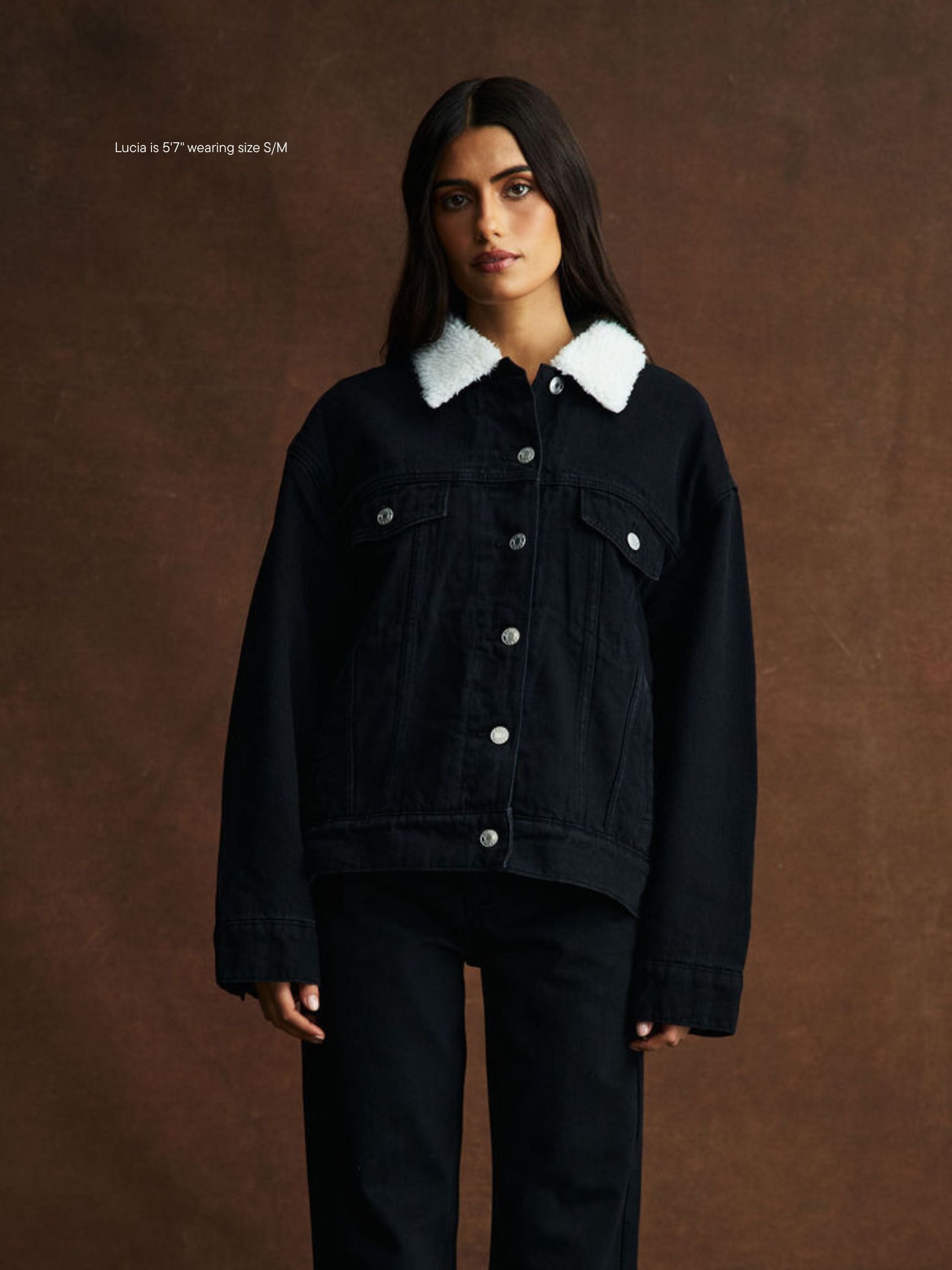 Oversized Sherpa Lined Denim Jacket