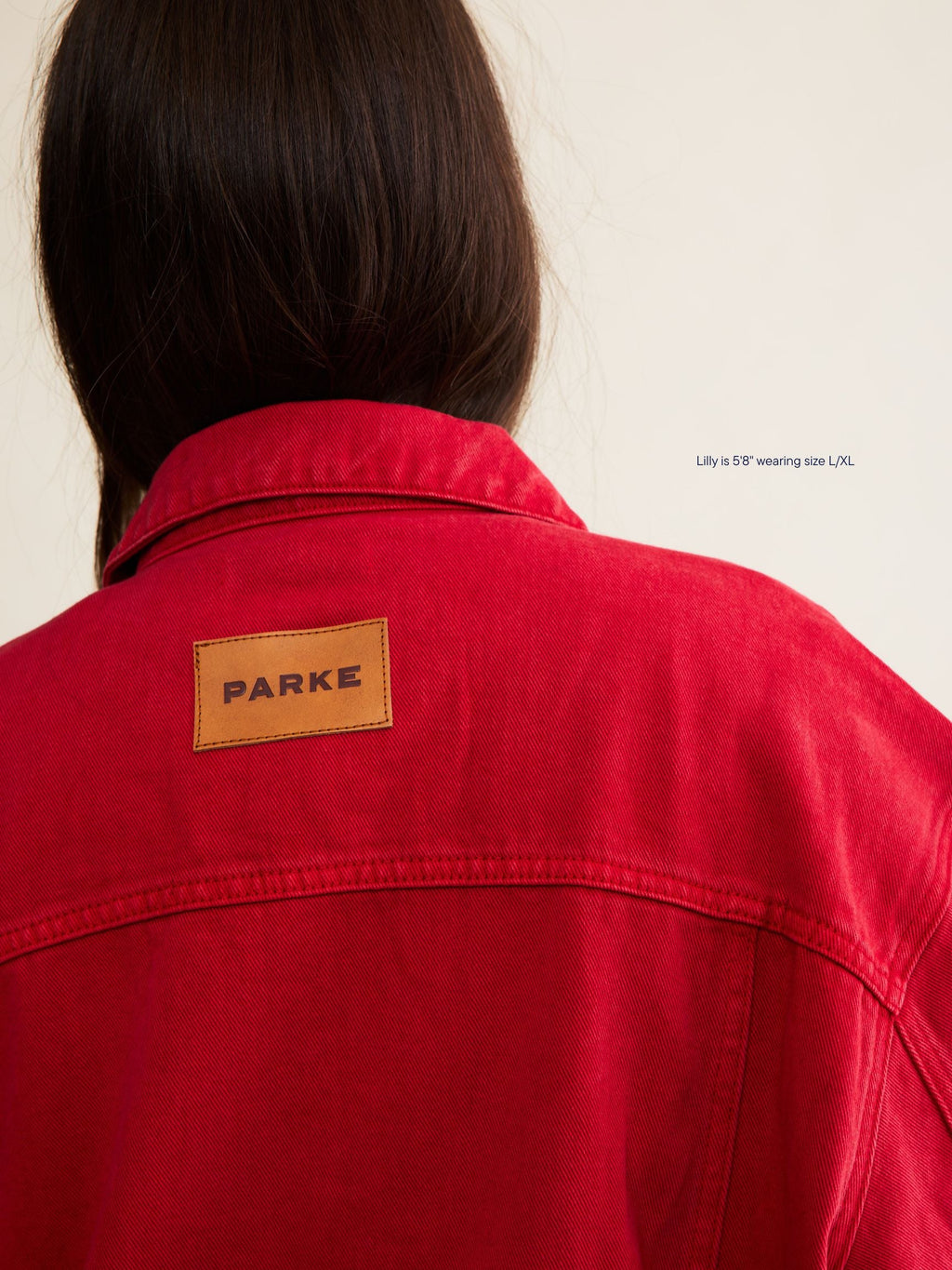 Oversized Denim Jacket - Washed Red