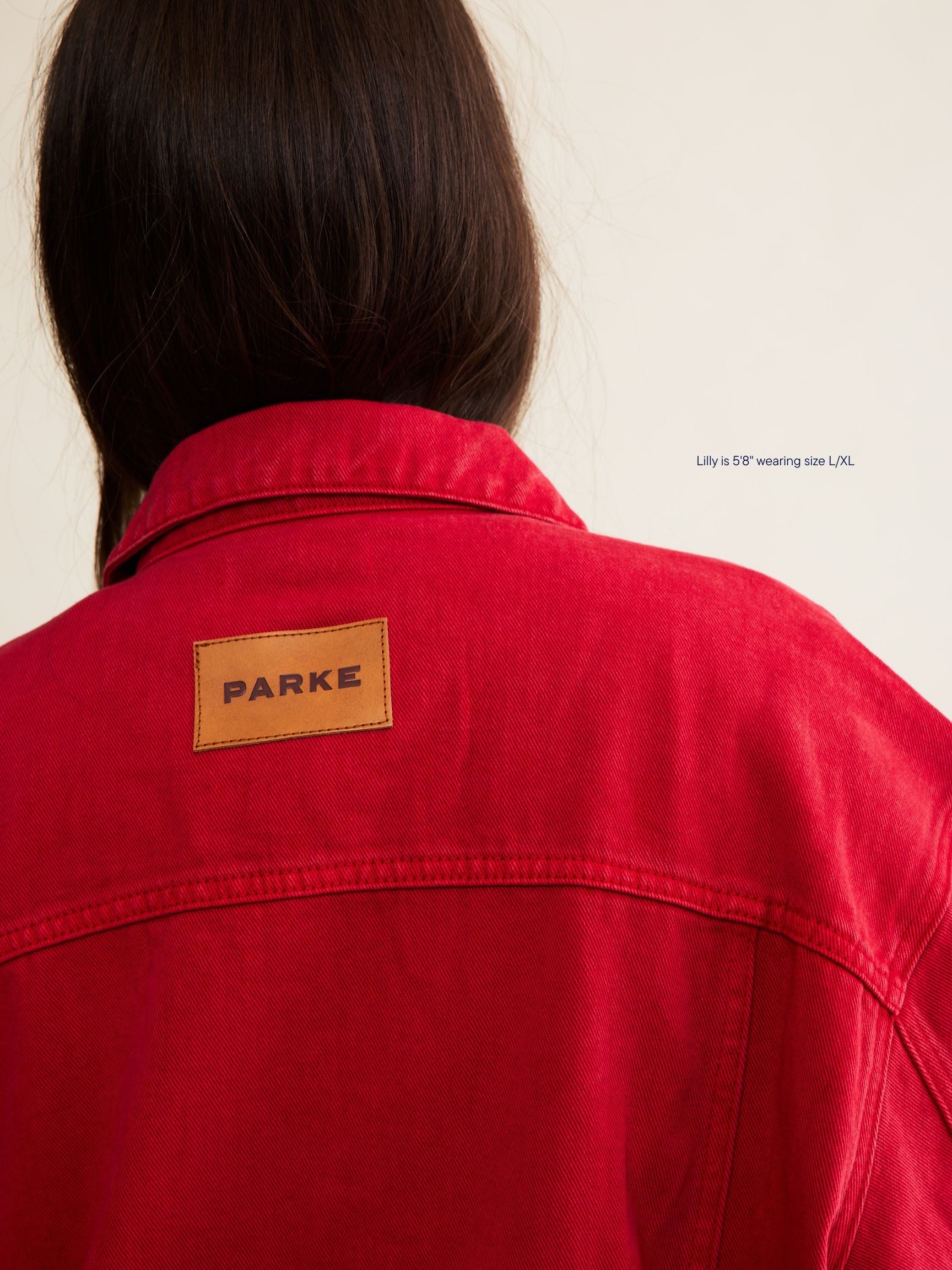 Oversized Denim Jacket - Washed Red