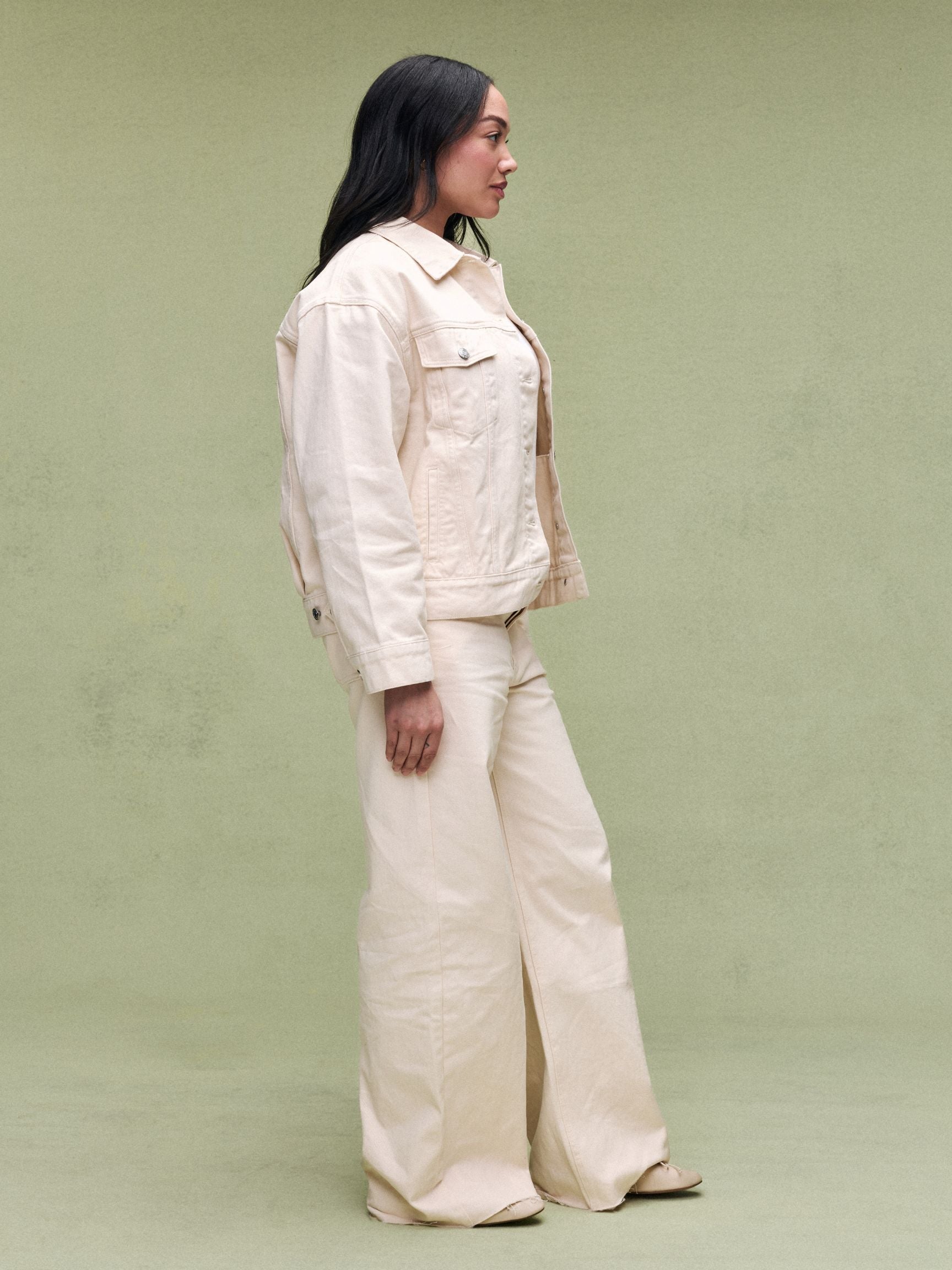 Oversized Denim Jacket - Cream