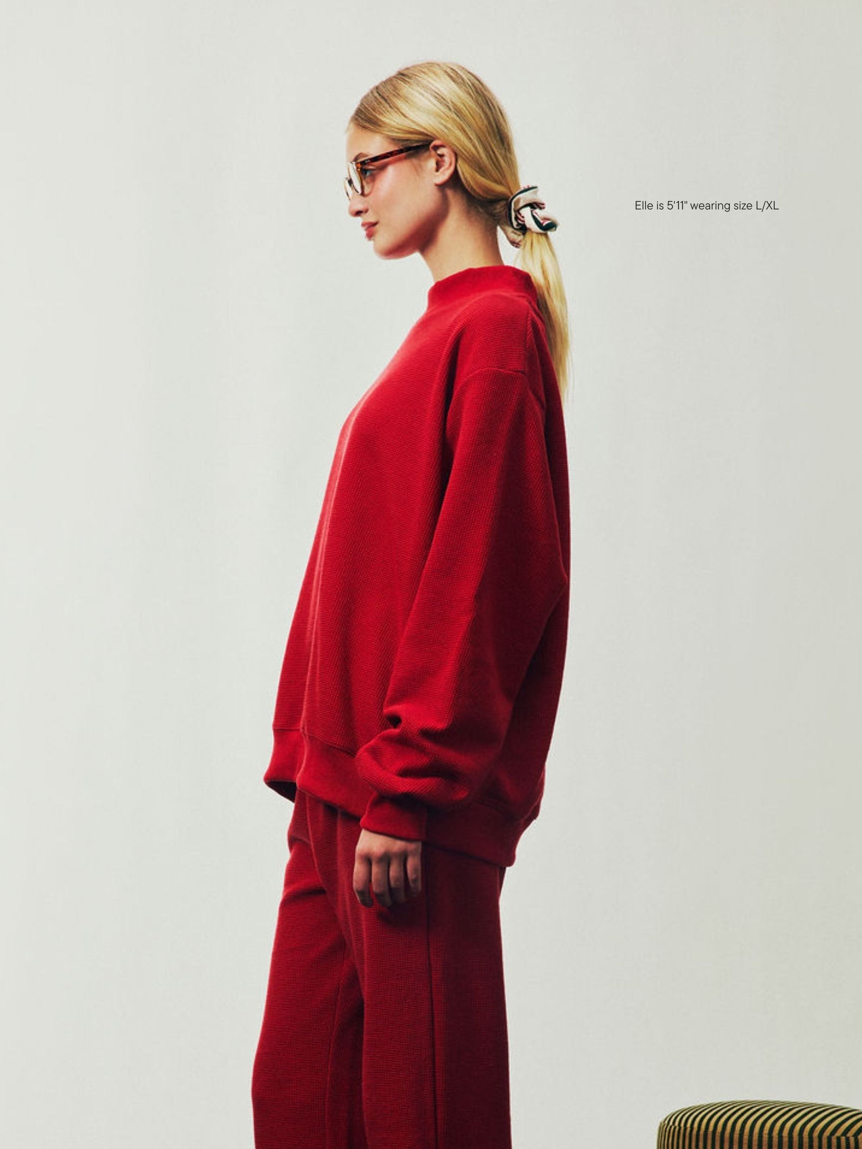 Holiday Waffle Mockneck Pullover