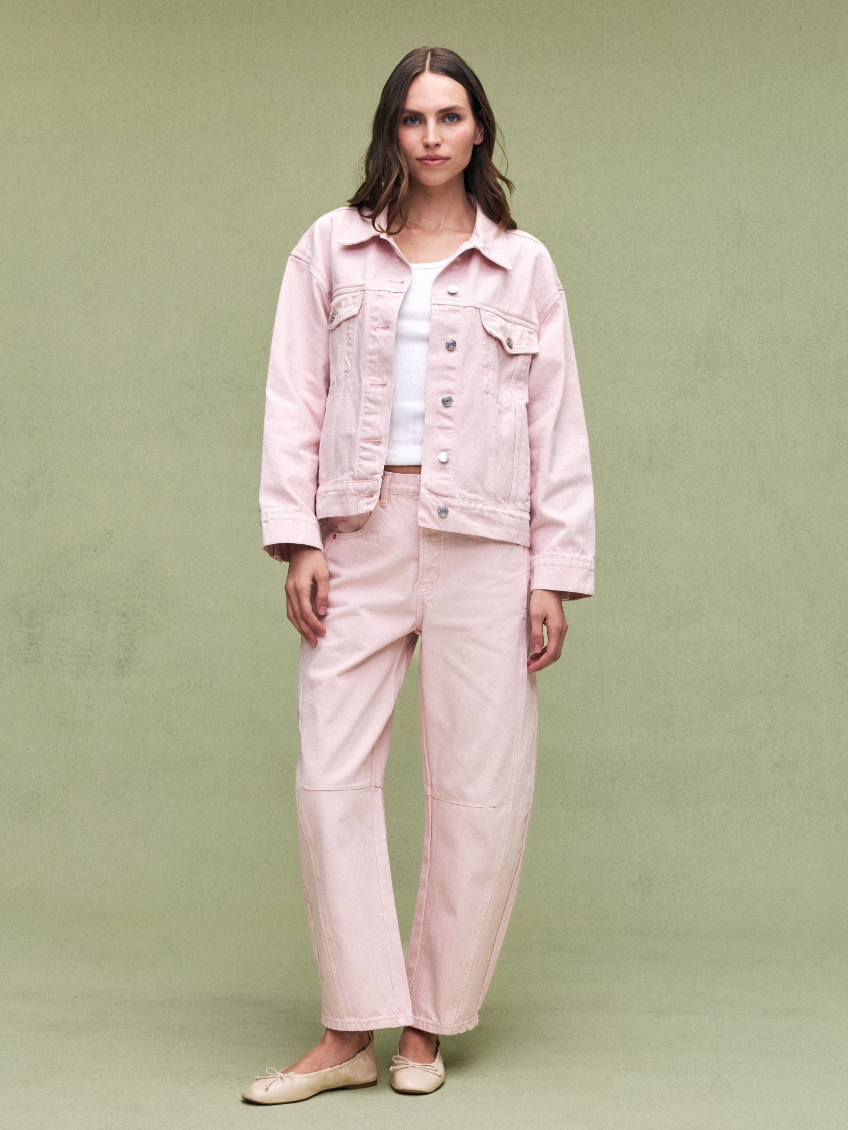 Oversized Denim Jacket - Pink