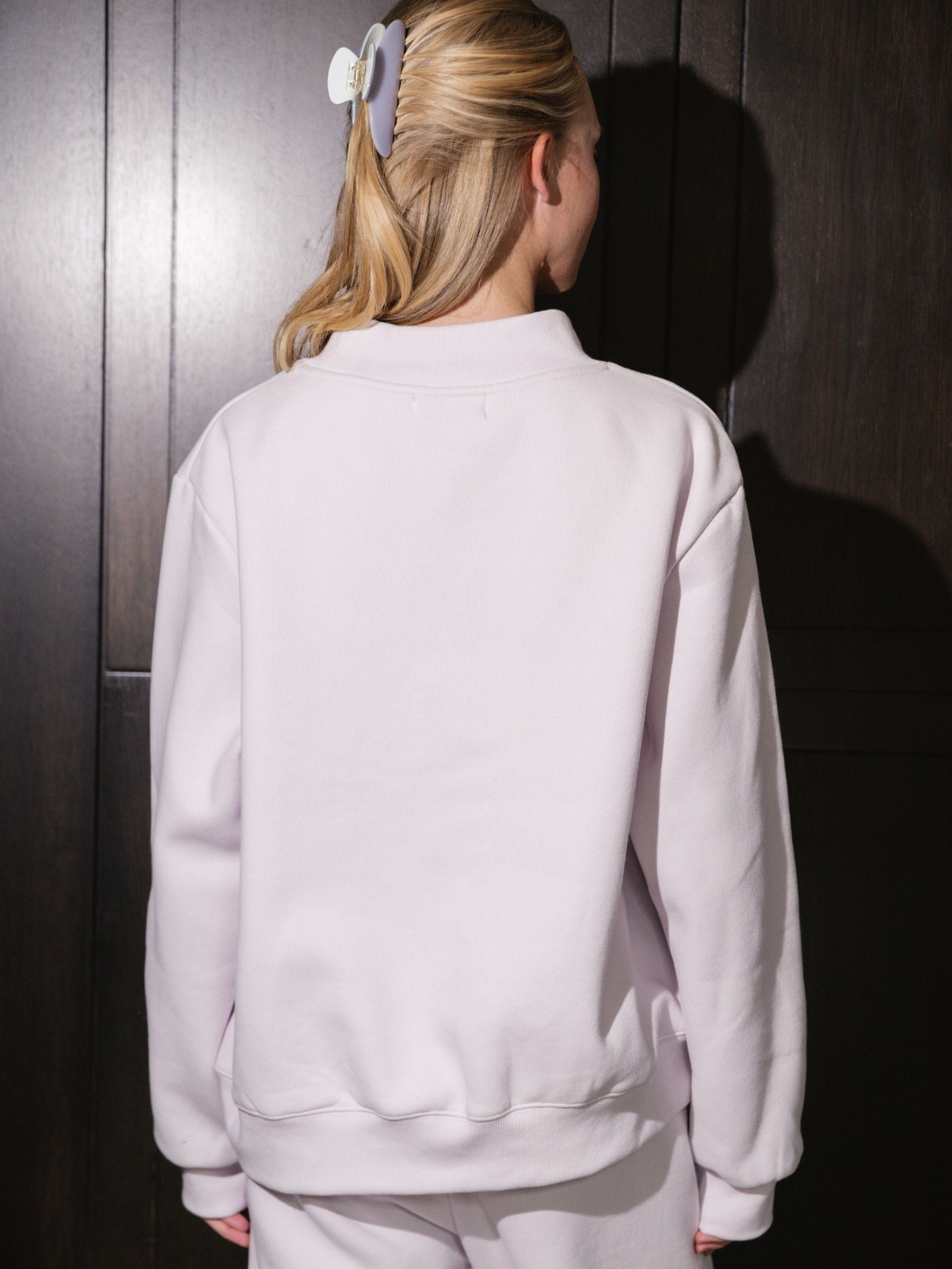 Varsity Mockneck - Lilac + White