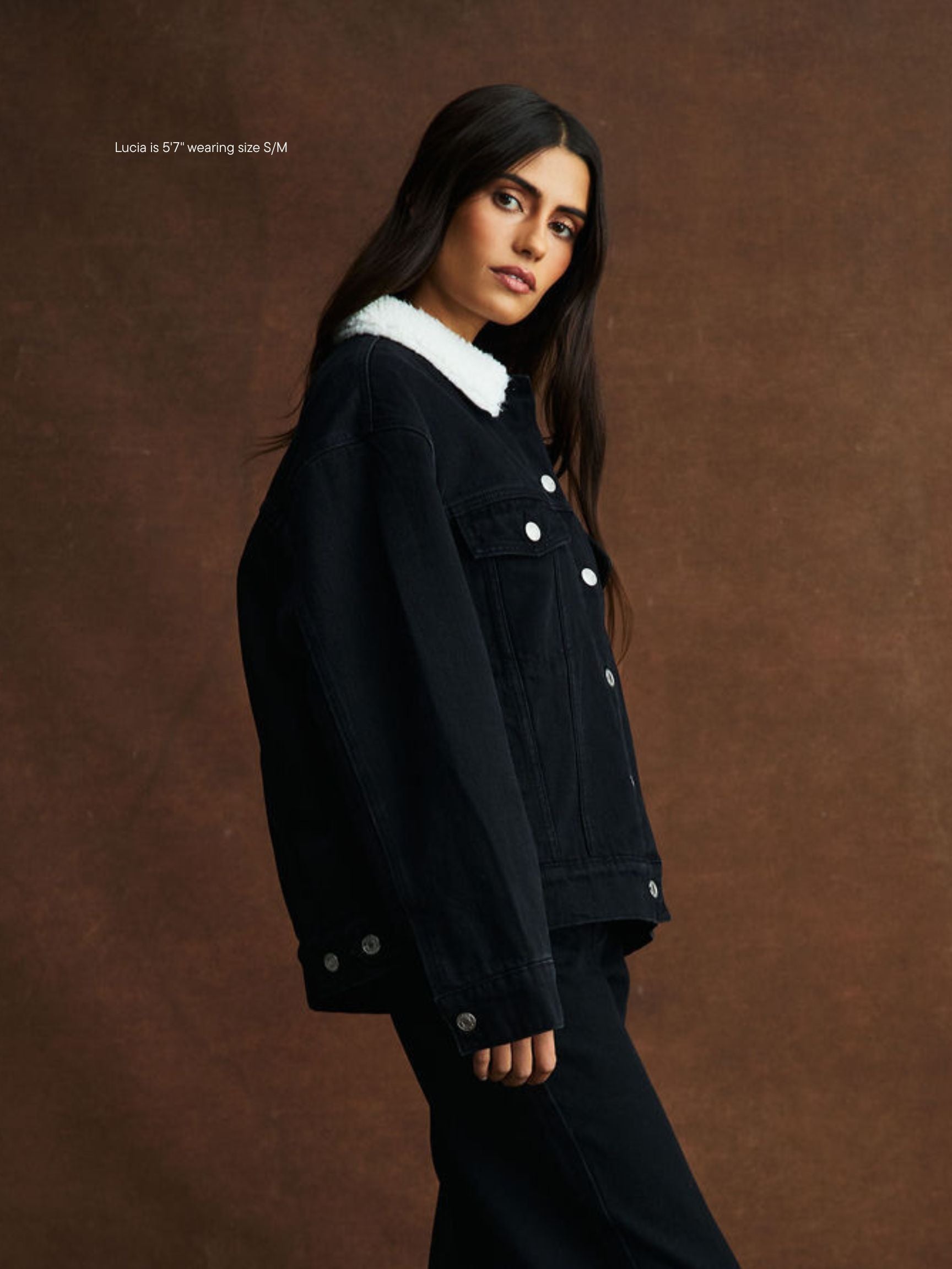 Oversized Sherpa Lined Denim Jacket