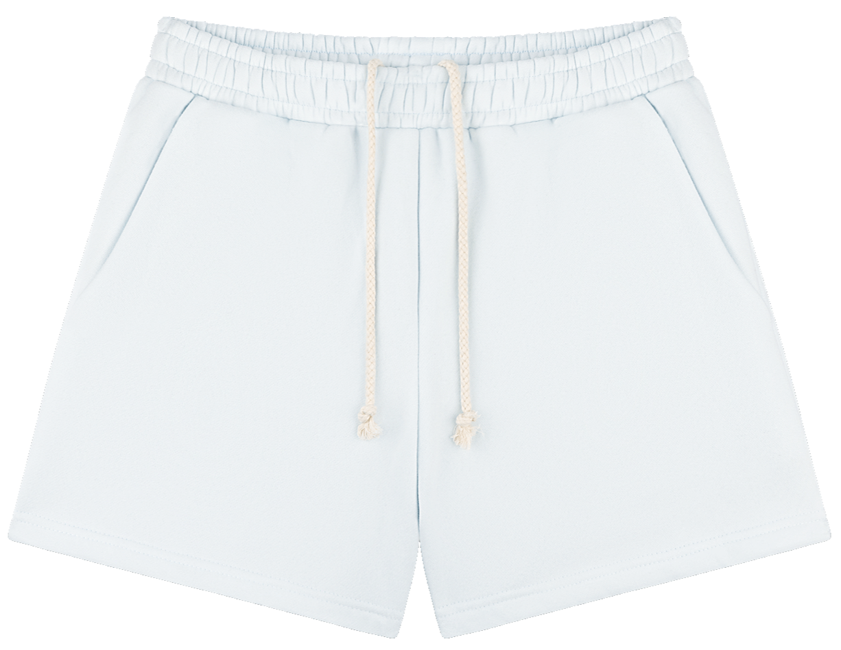 Fleece Lounge Sweatshorts flat lay -cloud