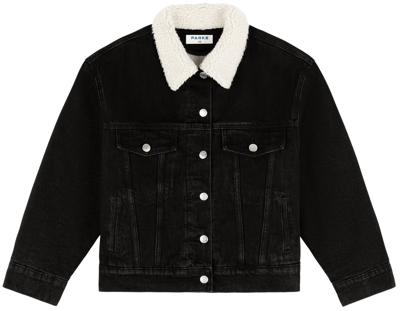 Oversized Sherpa Lined Denim Jacket -black