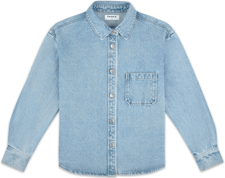 aureum x parke shacket flat lay -vintage wash